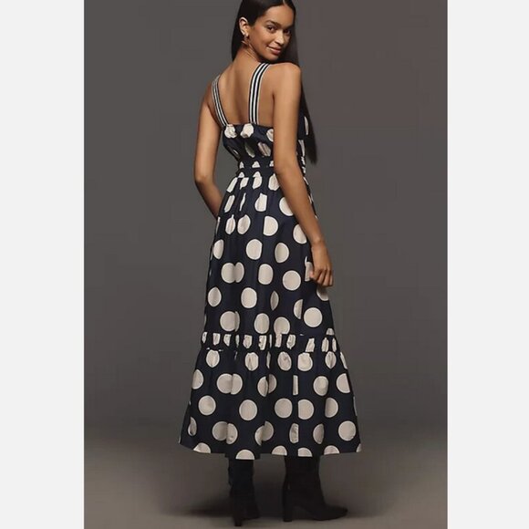 Anthropologie The Somerset Maxi Dress Poplin Halter Tiered Cotton S NWT Dots - Picture 4 of 4
